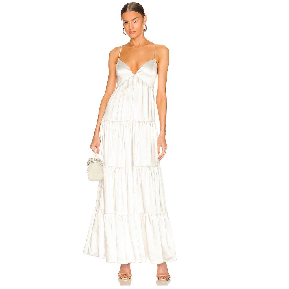 NWT Revolve Elliatt Pilar Maxi Dress White Satin Women's Size X-Small